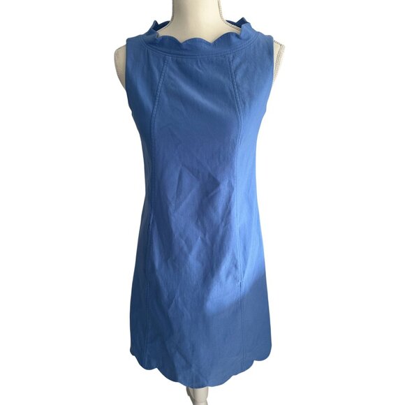 SARA CAMPBELL Blue Scalloped Shift Dress Size 4 - Picture 3 of 11